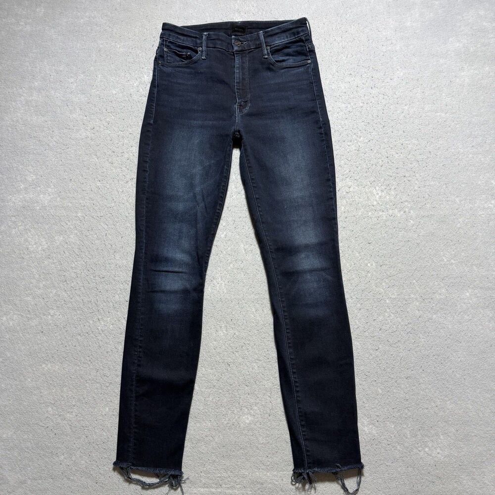 Mother High Waisted Looker Ankle Fray Jeans Women’s 26 Blue Last Call Dark Wash